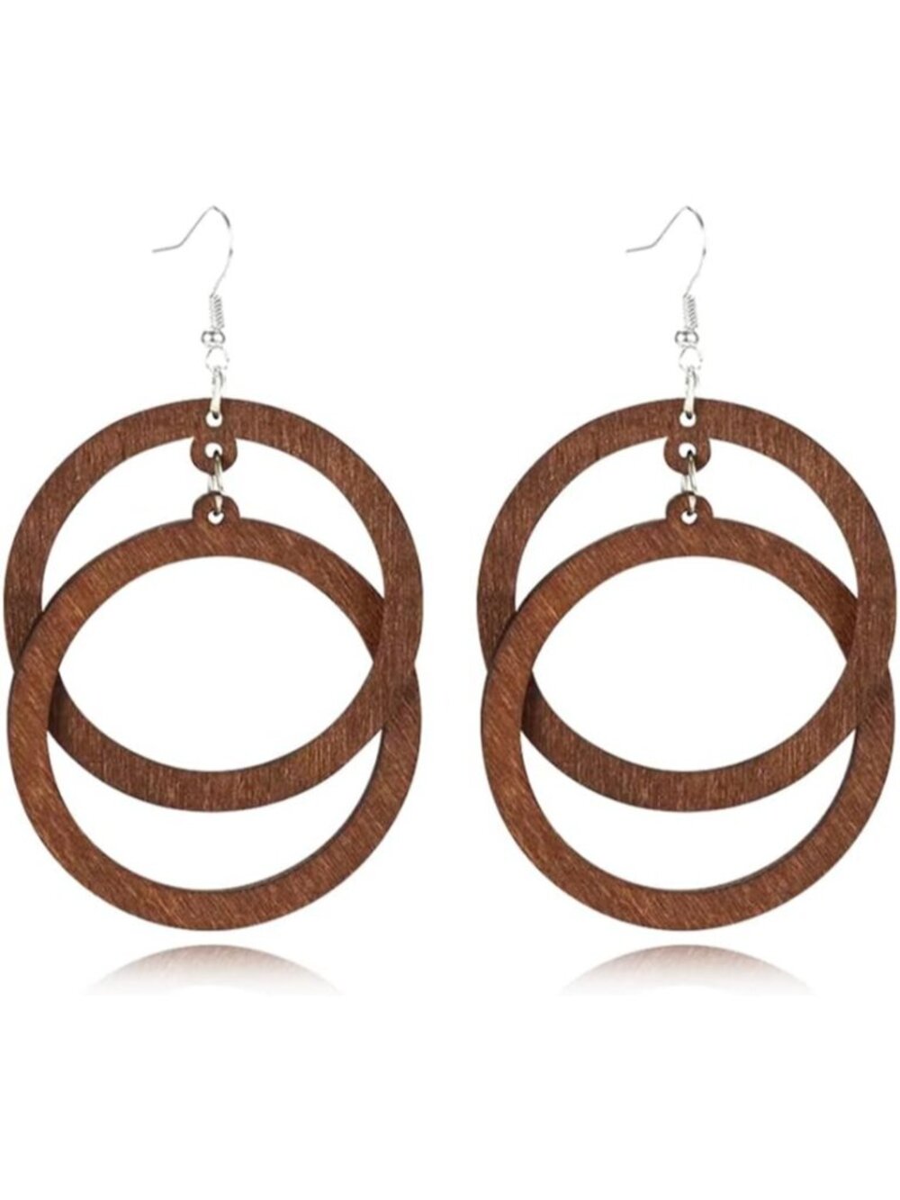 Women's Brown Hollow  Bohemian Unique Handmade Wooden Hoop Splicing Earrings